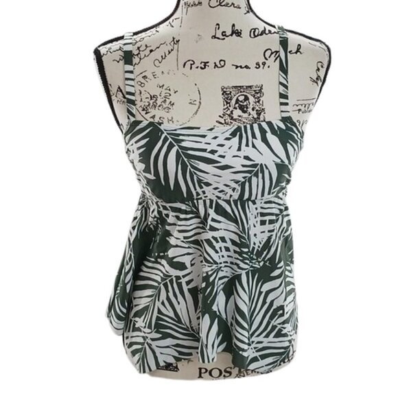 Kona Sol Tankini Green Tropical Racerback Swim Top Womens Size S - Picture 2 of 6